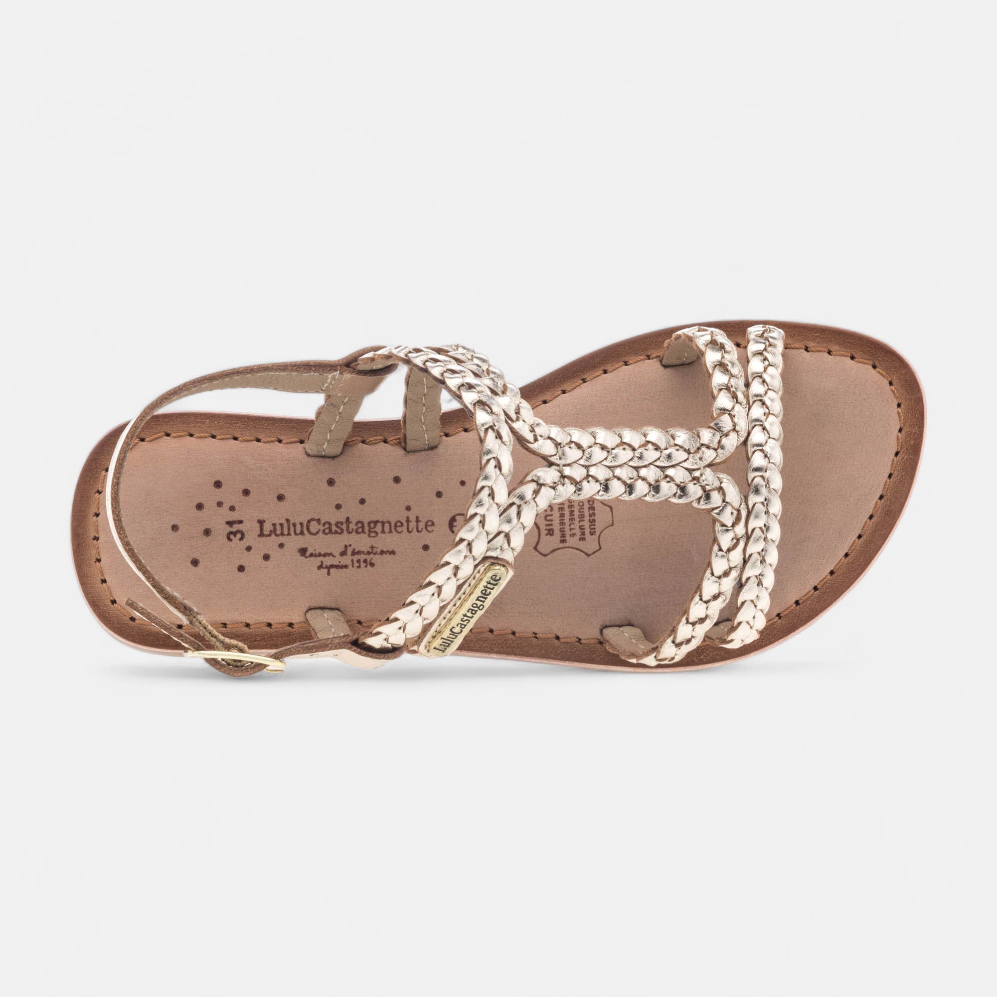 Nu-pieds Fille en cuir or