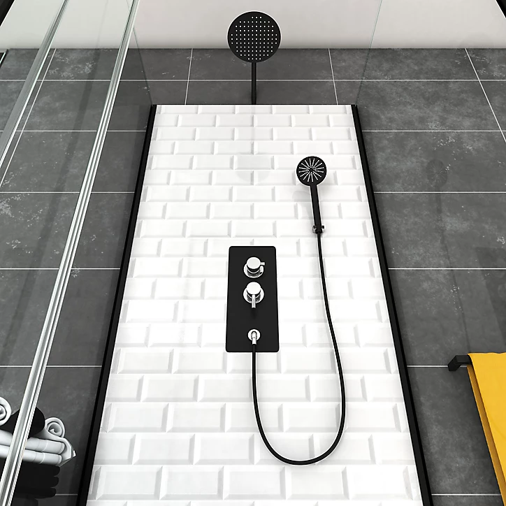 Cabine de douche carrée blanc et noir Galedo Métro 80 x 80 cm
