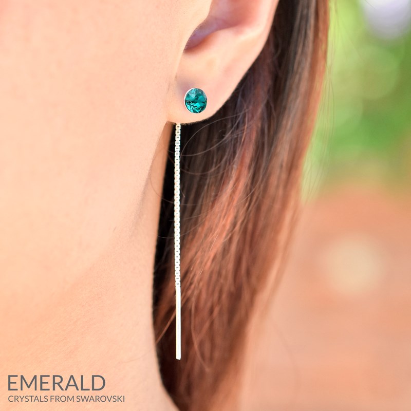 Boucles d'oreilles pendantes en argent 925 rhodié avec perle de crystal rose