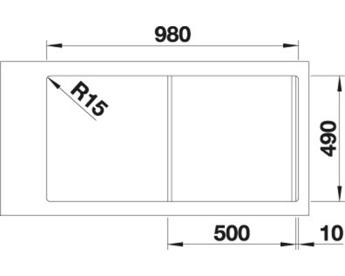 Blanco DIVON II 5 S-IF spoelbak, 1000 x 510 mm, roestvrij staal, satijnglans, 521659, 1 bak met afdruipgedeelte, bak links, vlak ingebouwd