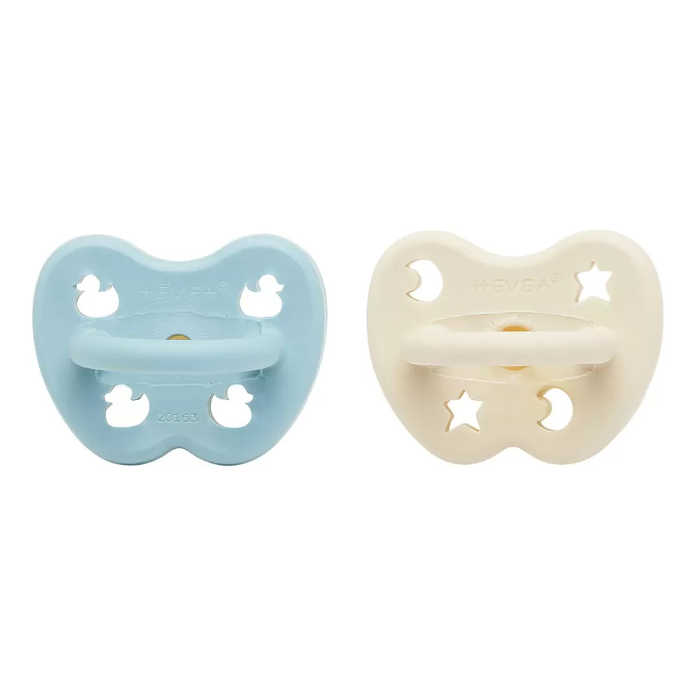Hevea Sut, 0-3mdr, Ortodontisk, Newborn, Baby Blue & Milky White - 2 stk.