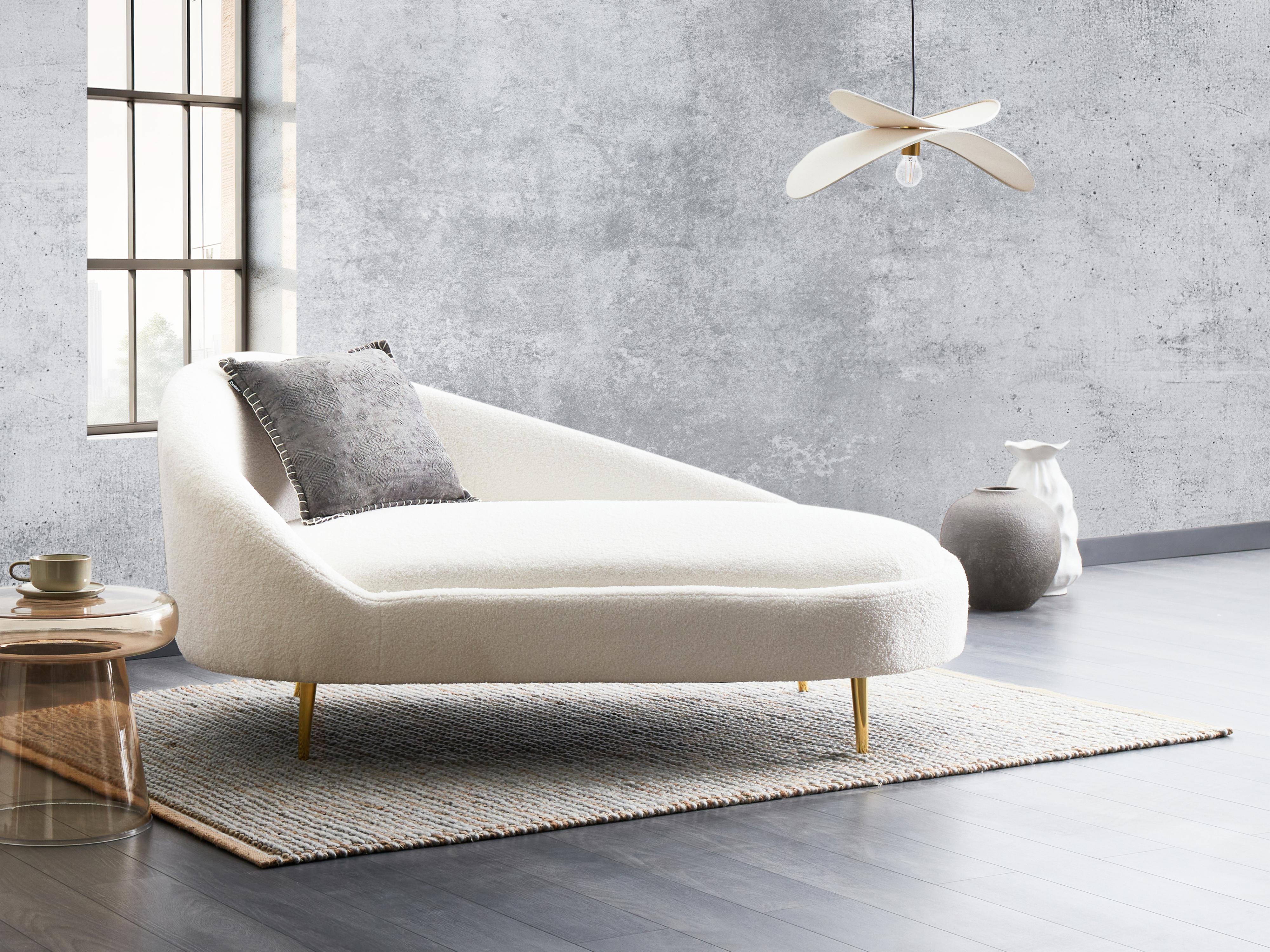 Linkszijdige chaise longue VALREAS Bouclé Gebroken wit