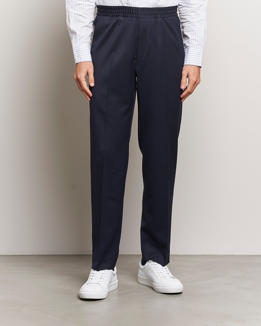 Filippa K Theo Relaxed Wool Trousers Navy