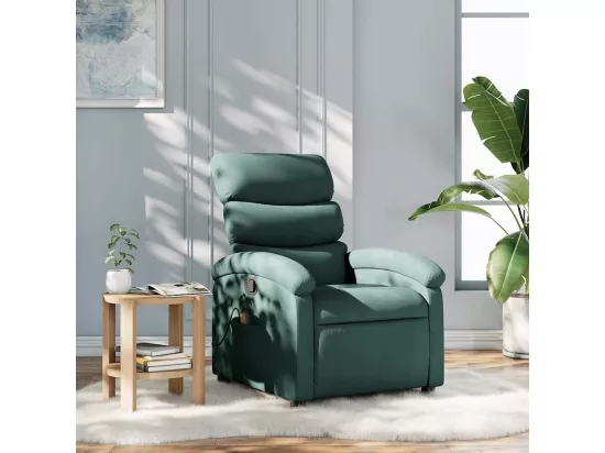 Fauteuil massant inclinable Vert foncé Tissu