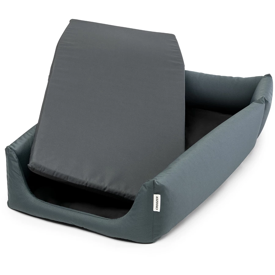 CROOZER Hundefahrradanhänger Dog Tammo Sundown yellow inklusive Hundebett Asphalt grey