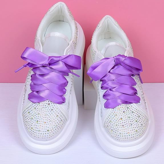 (1 Paar) 120cm Breite Satin Schnürsenkel Klassische Sneaker Schuhbändel - Lila
