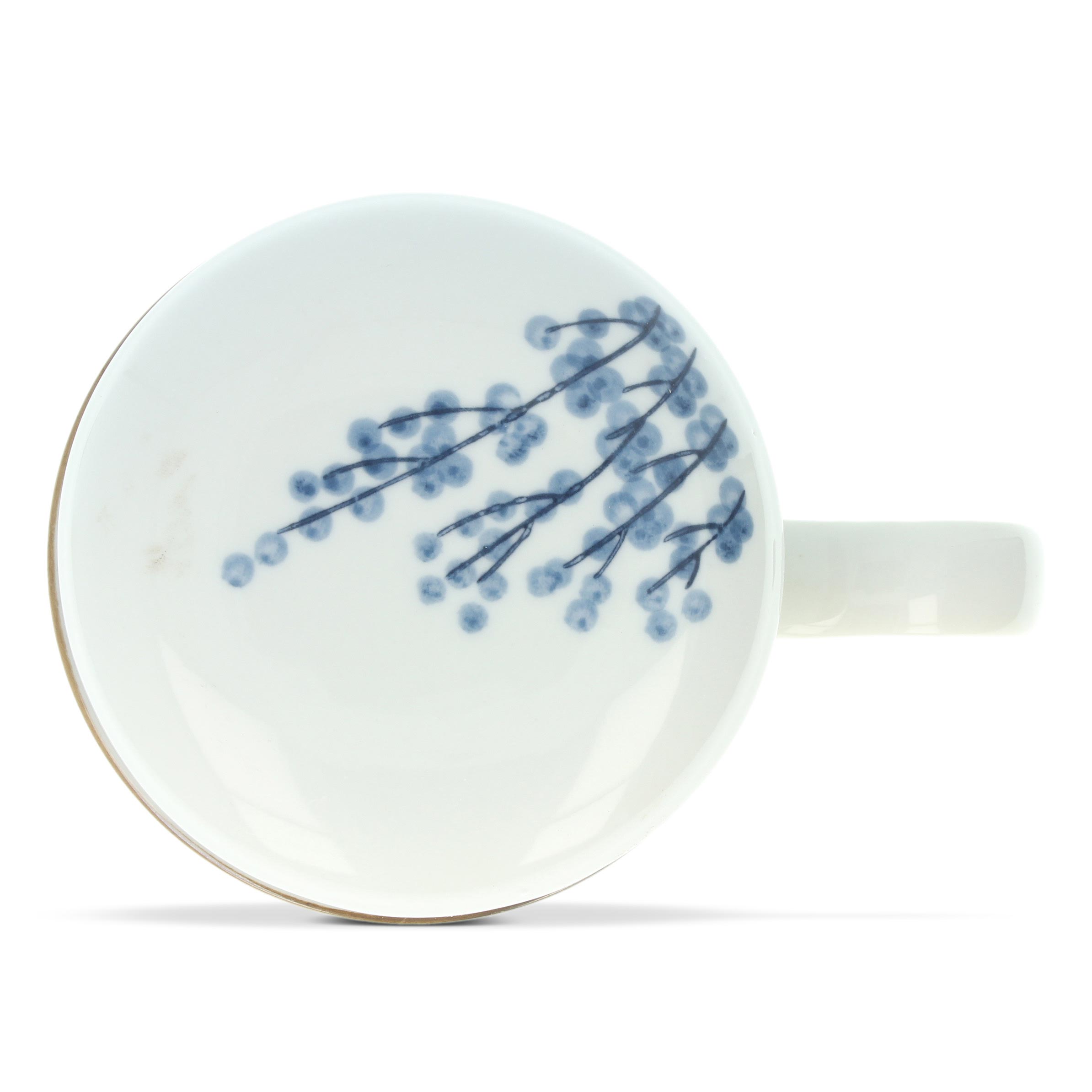 Teetasse 'Meadow' mit Teesieb, weiß/blau, H 13,5 cm, Ø 8,5 cm zu 12,80
