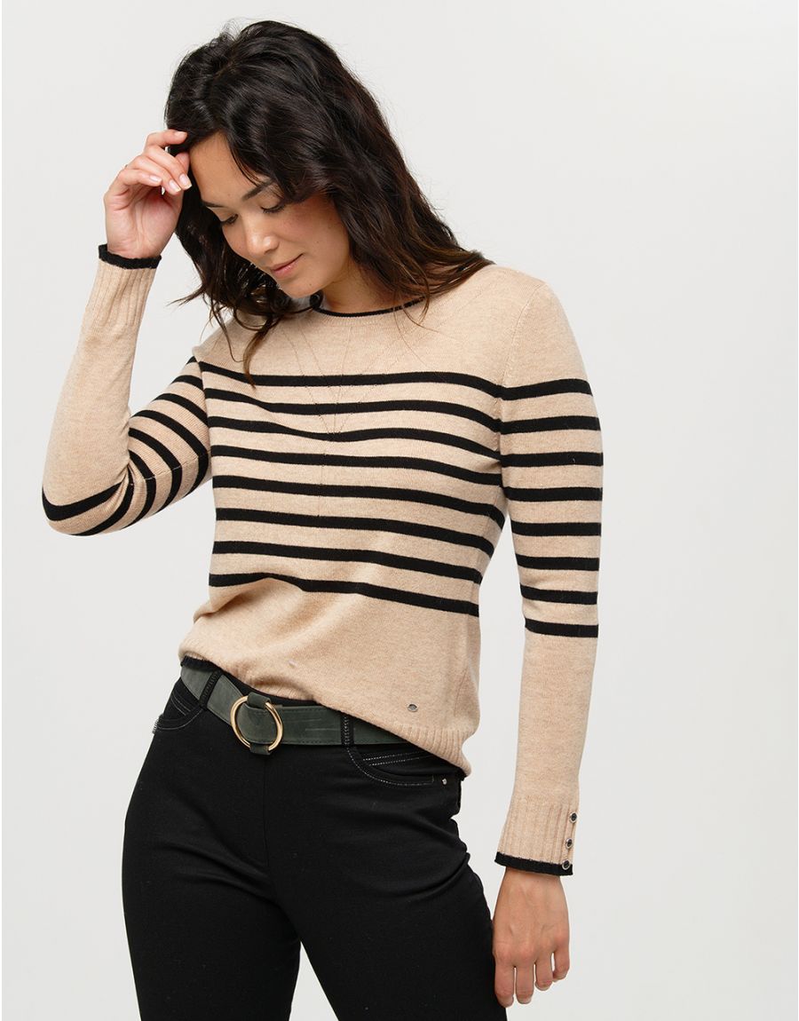 Pull rayé laine cachemire
