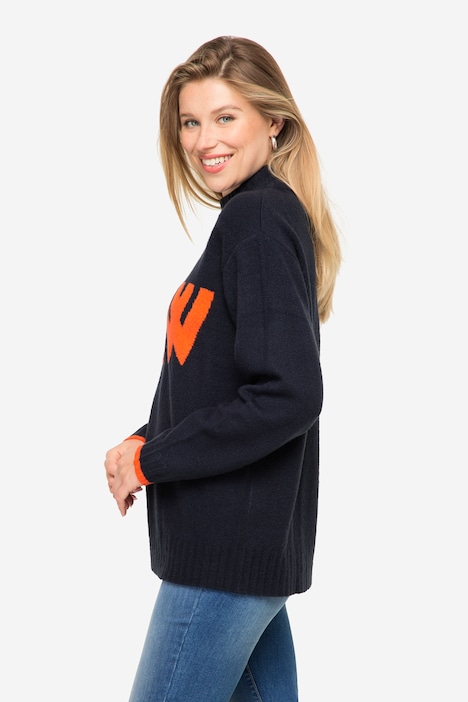 Pullover, Wording, Stehkragen, Langarm, OEKO-TEX