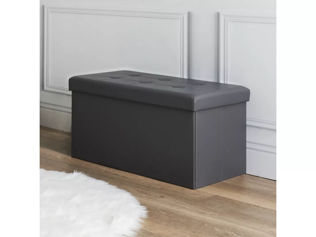 Coffre Banc Pliable Pu Gris