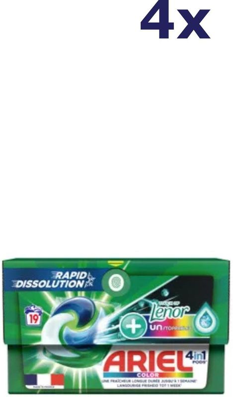 Ariel - 4in1 Wasmiddel Pods - Color - 19 Stuks - Met Lenor Unstoppables
