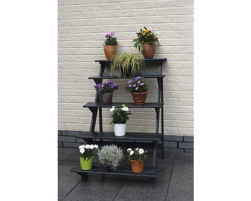 Grote houten bloemenstandaard, 100 x 78 x 109 cm, antraciet