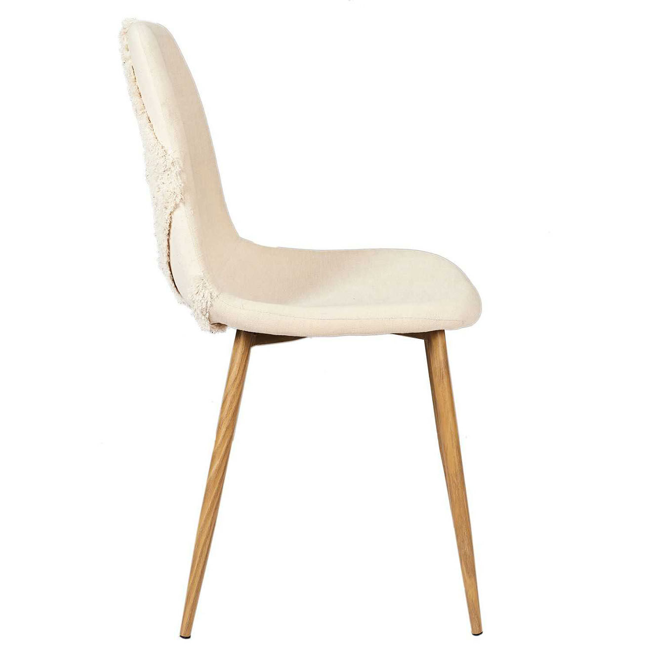 Home Deco Factory Chaise Faro pieds métal imitation bois beige/marron - 50x86x44 cm