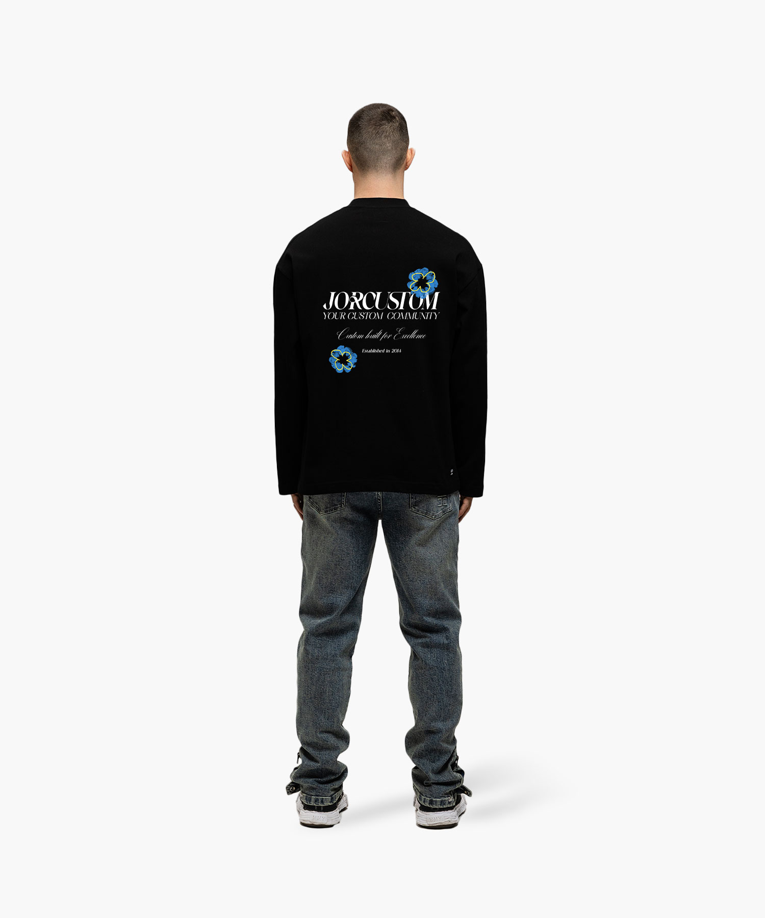Jorcustom Flowers Longsleeve T-Shirt Heren Zwart