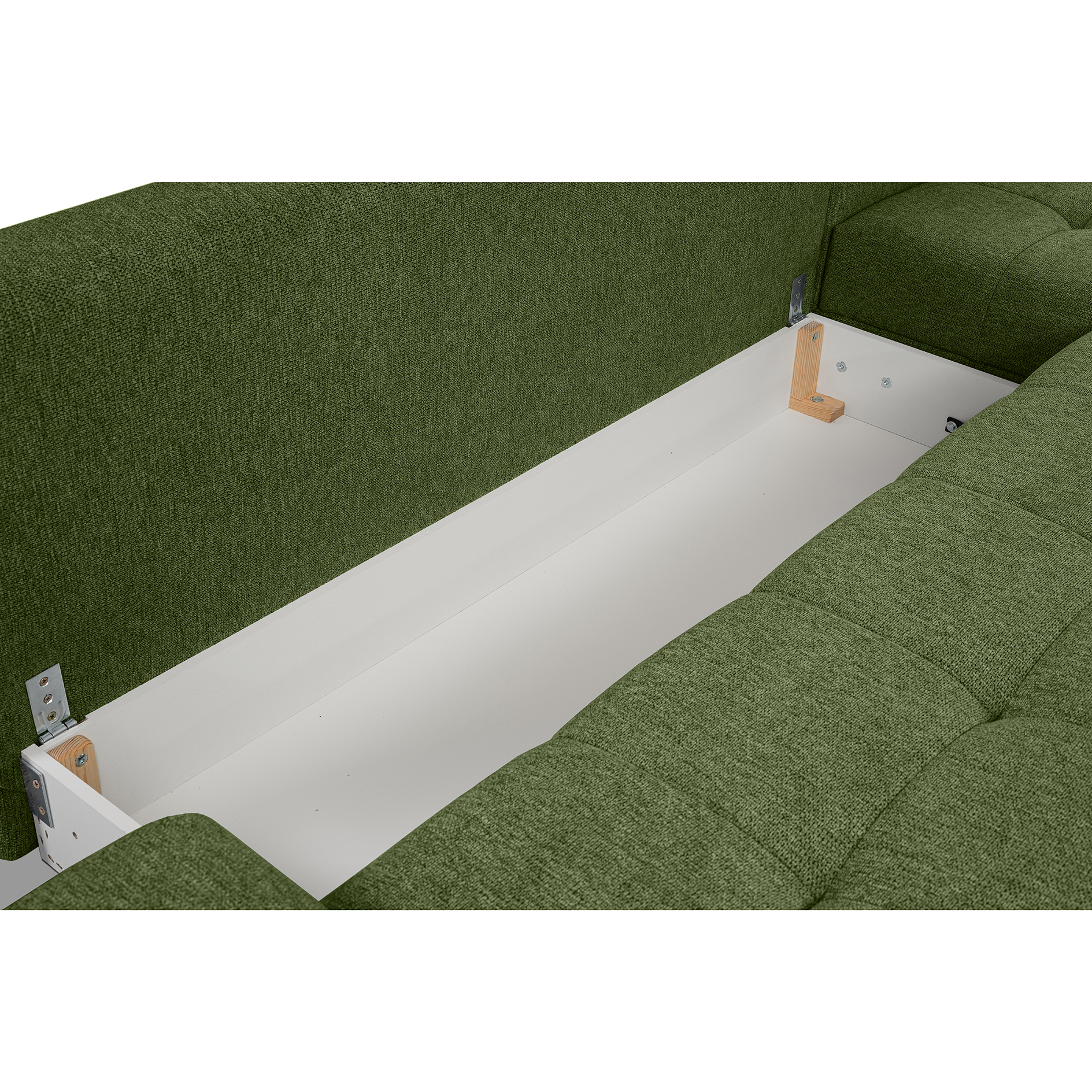 Ecksofa - grün- Liegefunktion und Staukasten - Longchair rechts
