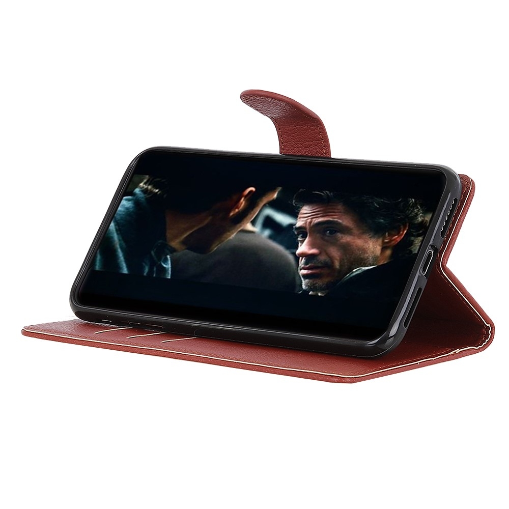 Samsung Galaxy S20 FE / S20 FE 5G Leder Tasche Flip Cover Litchi Look - Braun