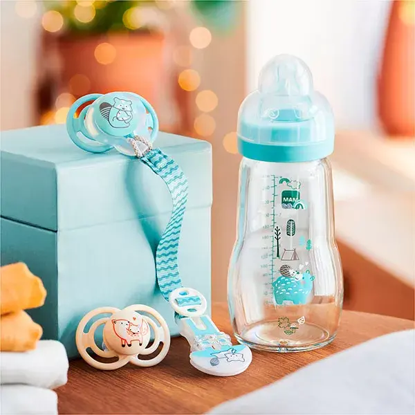 Mamadeira de vidro MAM +2m Urso Azul 260ml
