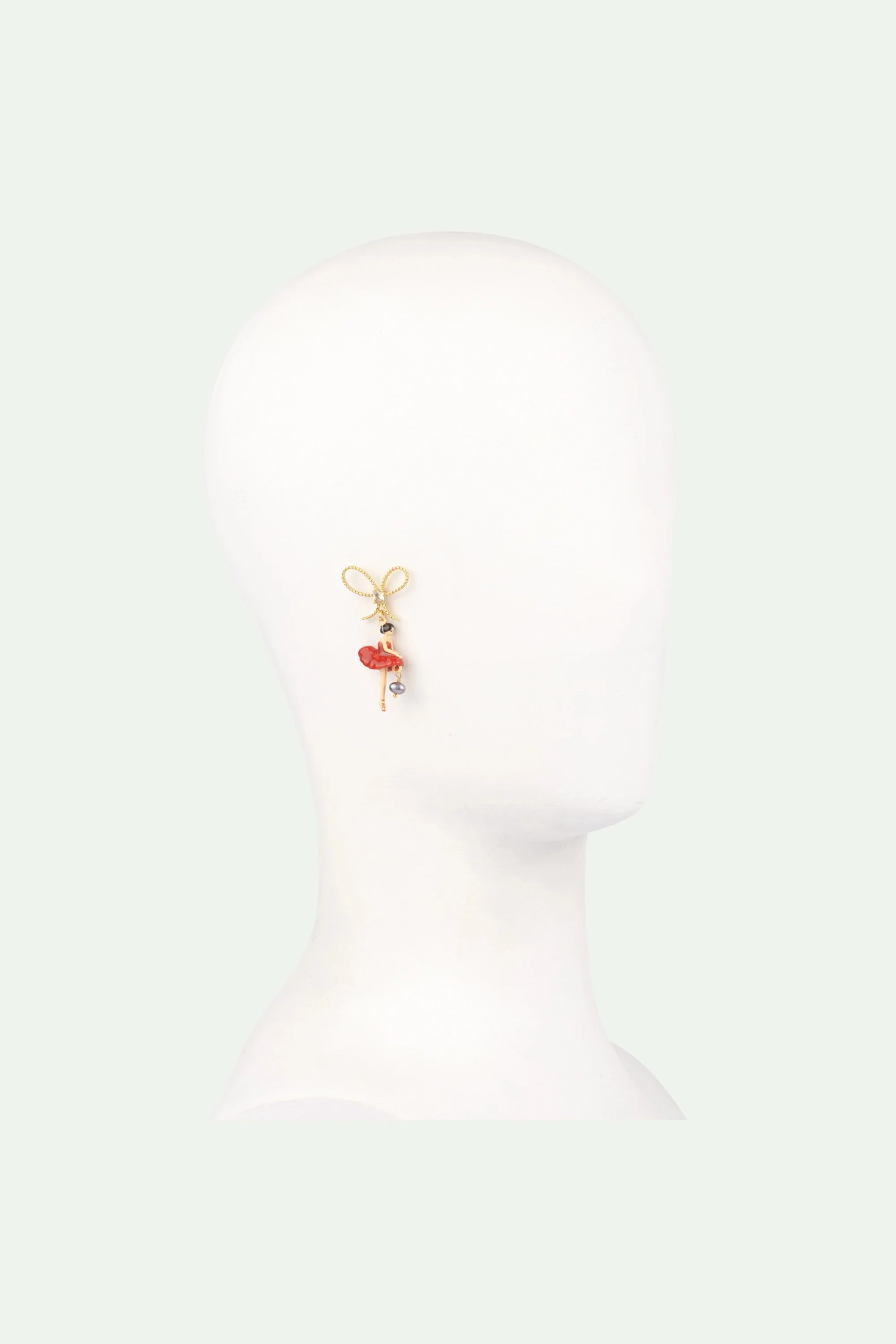 Boucles d'oreilles asymétriques ballerineet noeud | Rouge