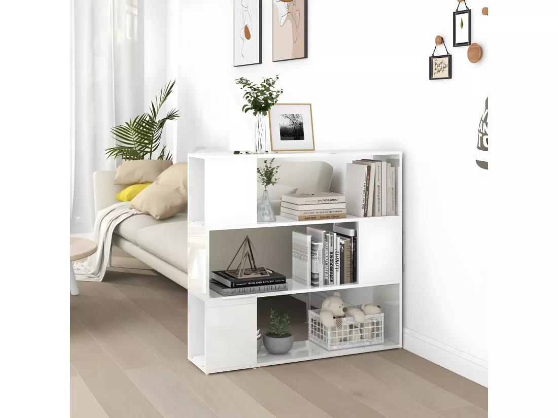 Bibliothèque/Séparateur de pièce Blanc brillant 100x24x94 cm
