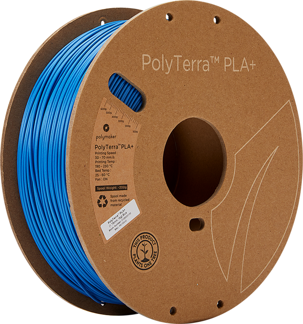 Polymaker  PolyTerra PLA+ Blue, 1,75 mm (1.000 g)    Filament mit Nachhaltigkeit im Fokus