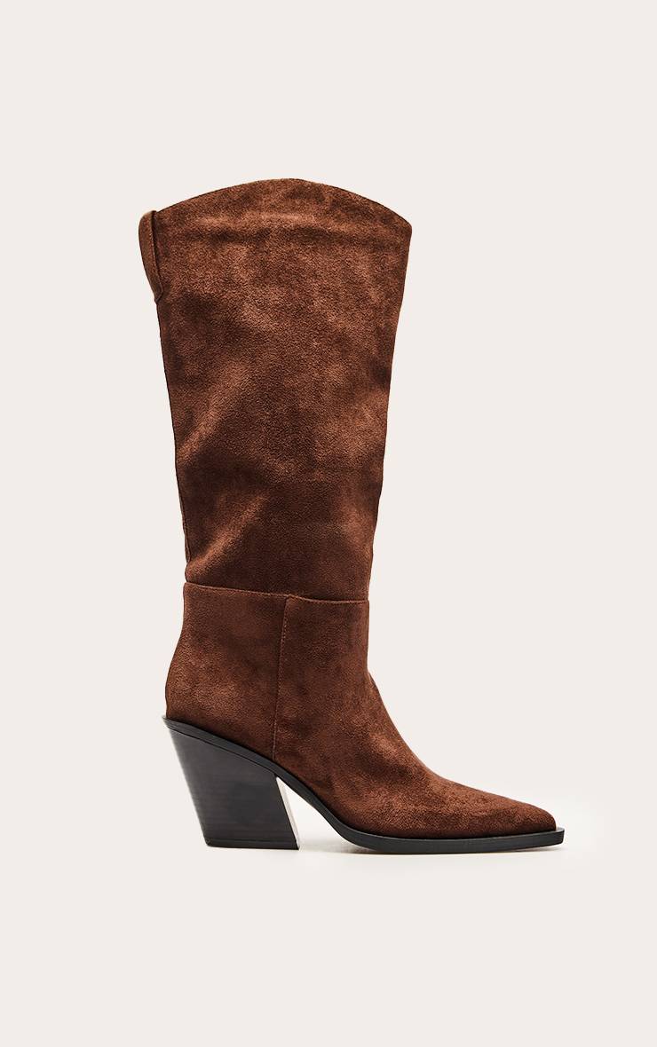 Chocolat Bottes Hautes À Talon Cubain En Synthétique