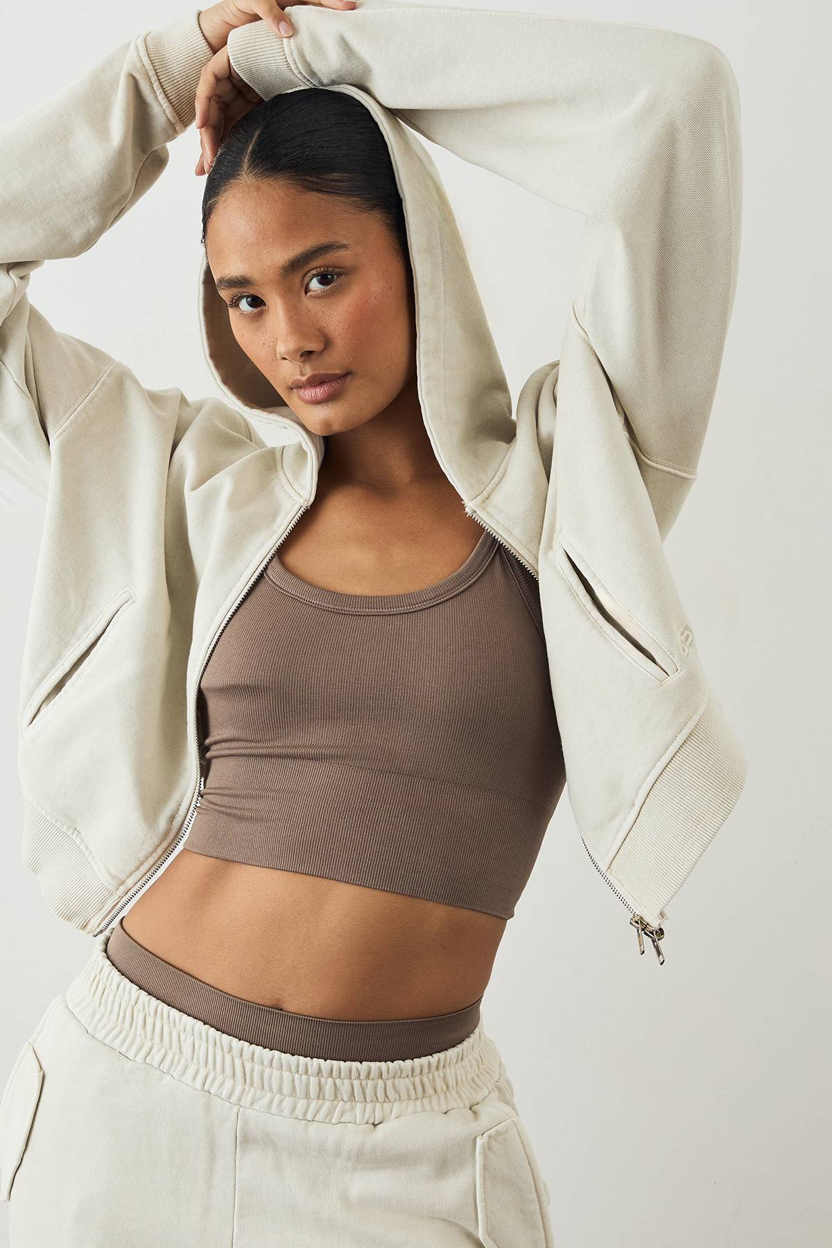 Sweat à casynthétiqueche zippé DSGN Studio Premium poids lourd délavé coupe boxy
