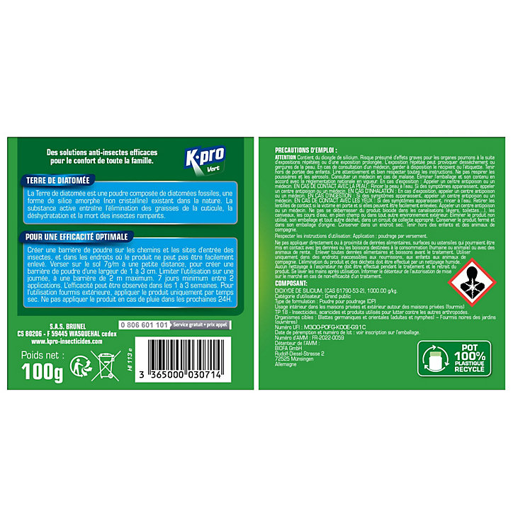 Terre de diatomée pour rampants Kapo vert 100g
