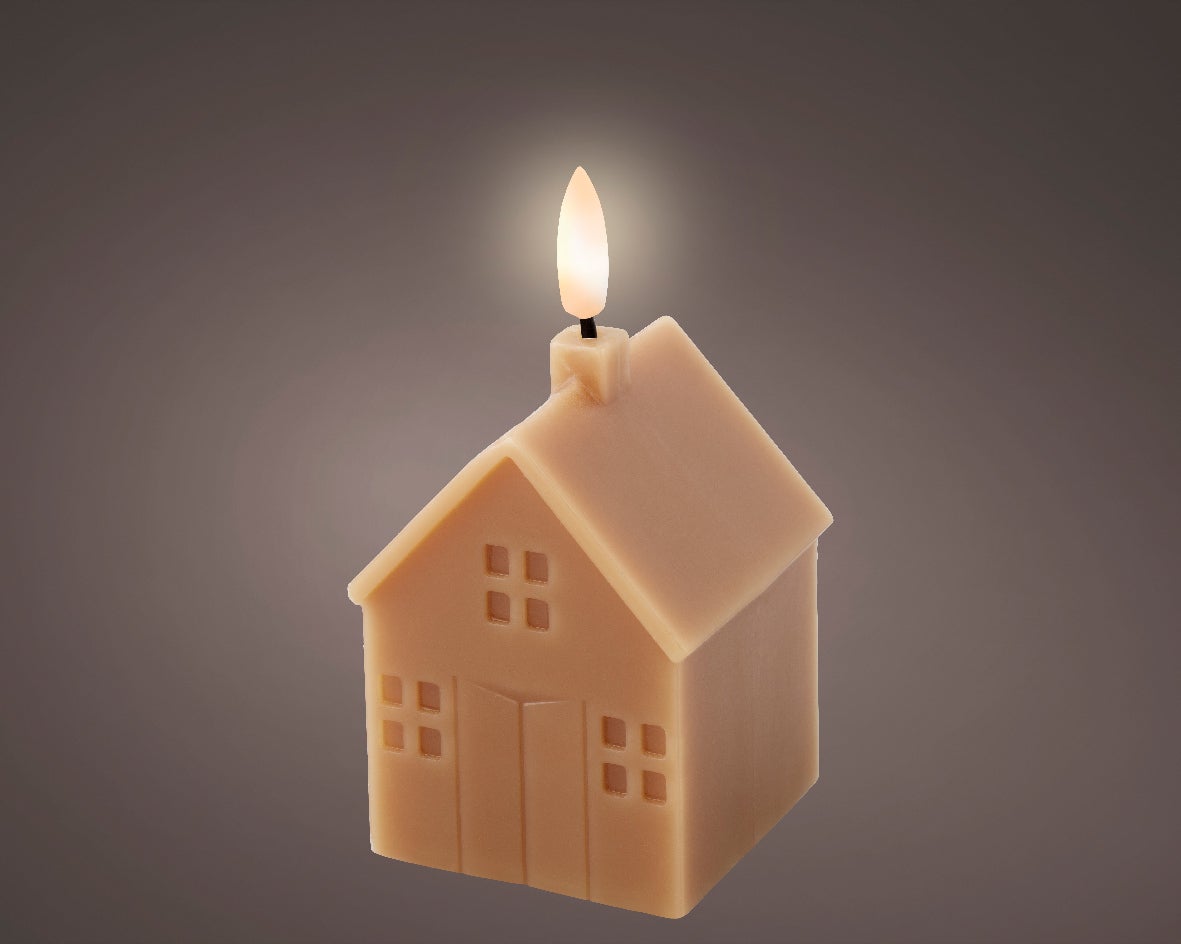 Lumineo LED stompkaars huis Talo bruin 6 x 6 x 11,3 cm