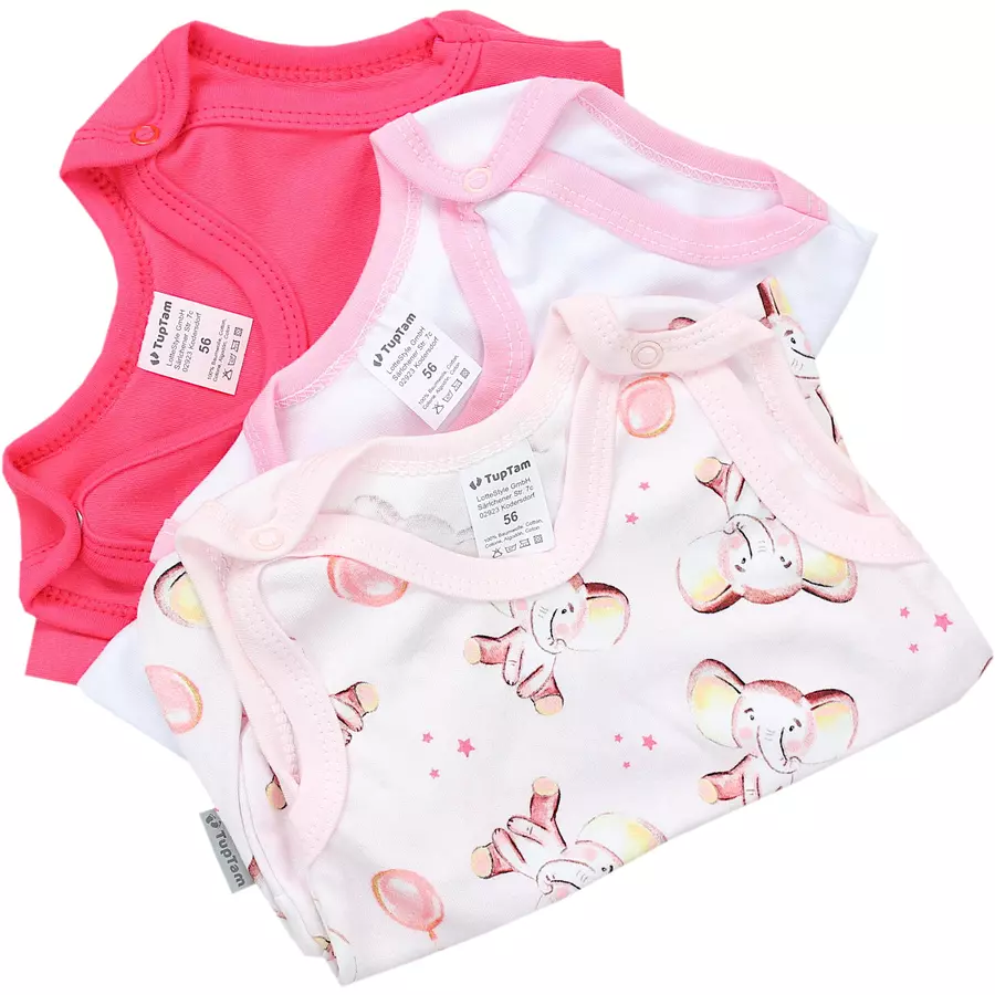 TupTam Baby Mädchen Strampler mit Aufdruck Spruch 3er Pack rosa