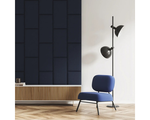 Wandkussen, textiel, donkerblauw, textiellook, 30 x 60 cm