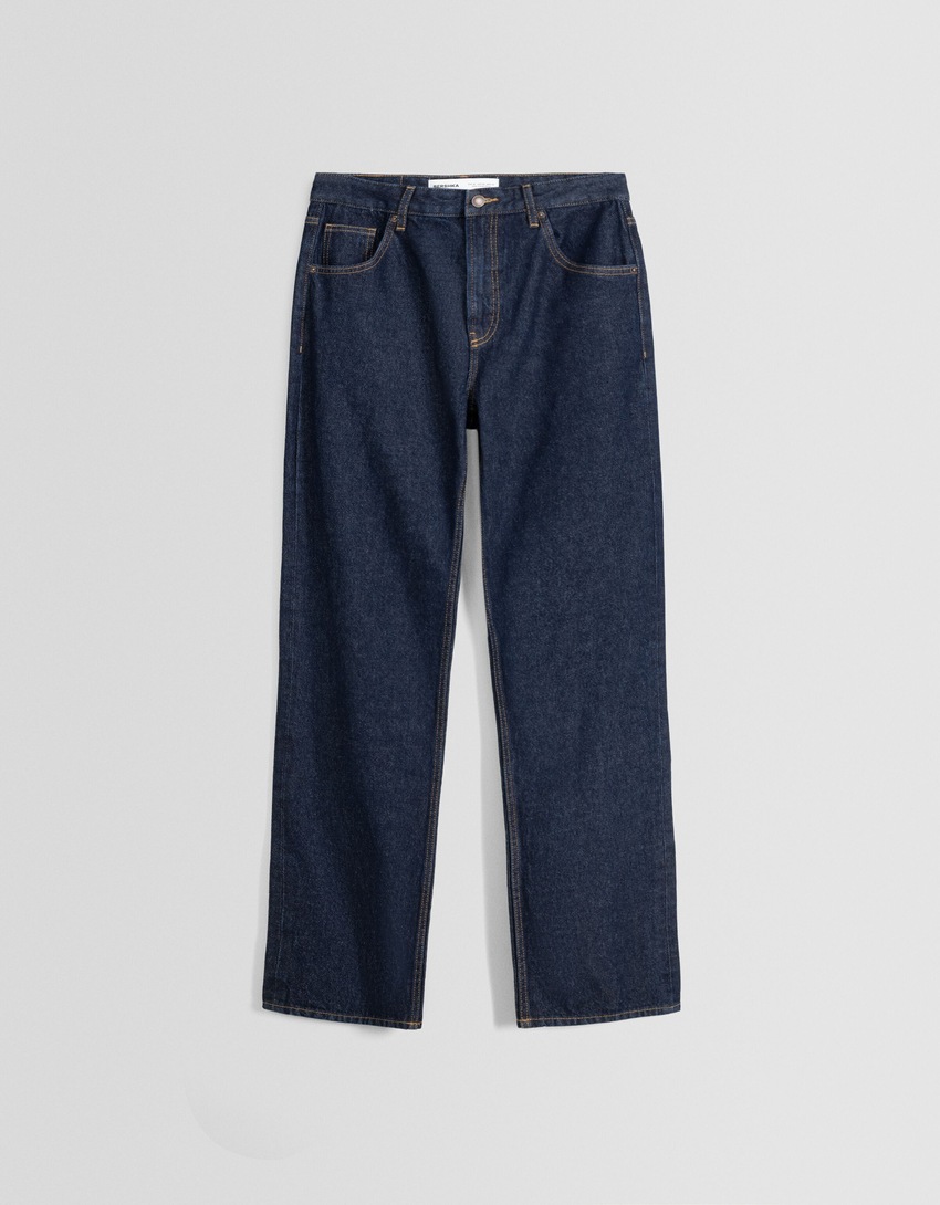 calça jeans de corte reto