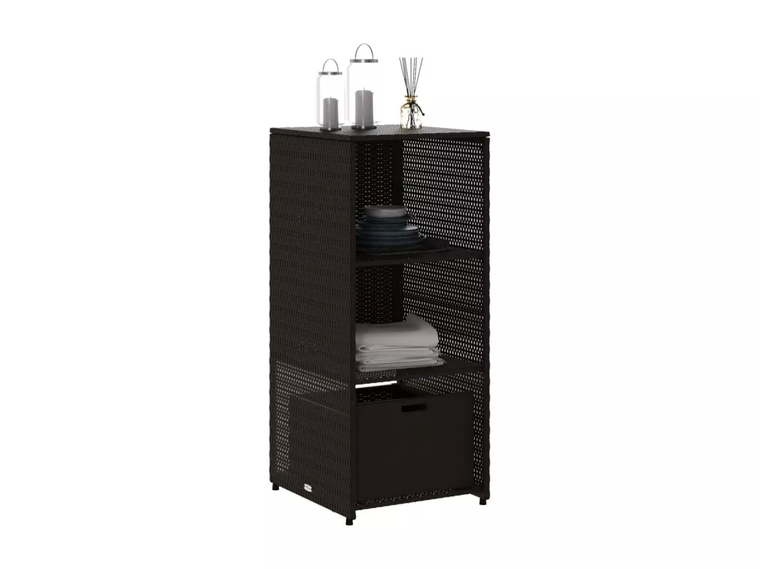 Armoire de rangement de jardin noir 50x55x115 cm résine tressée