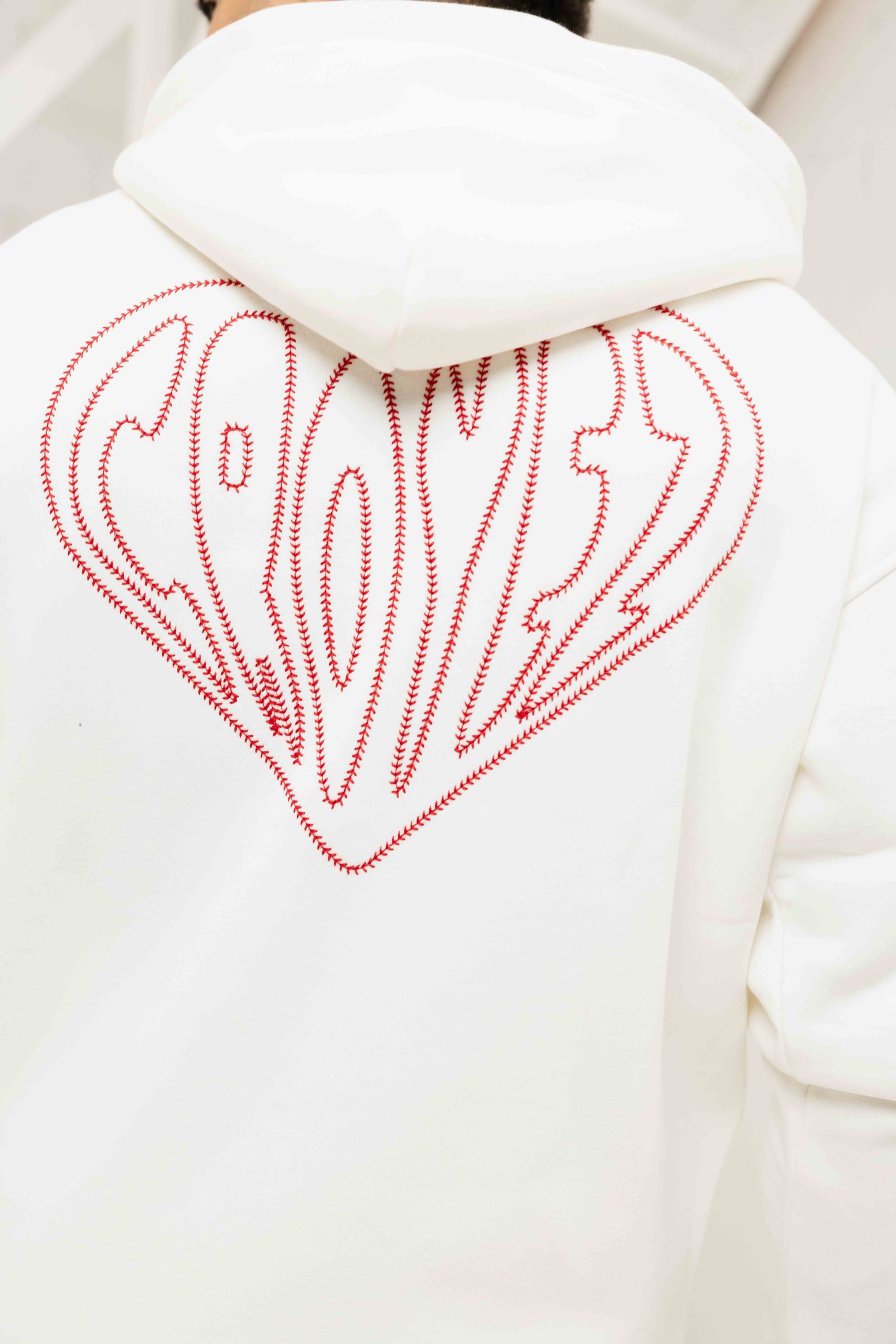 Croyez Stitched Heart Zip Hoodie Heren Gebroken Wit