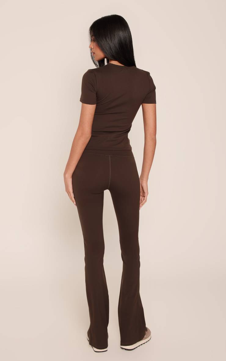 Espresso Pantalon De Yoga Évasé Taille Haute Sculptant Pour Grandes Tailles