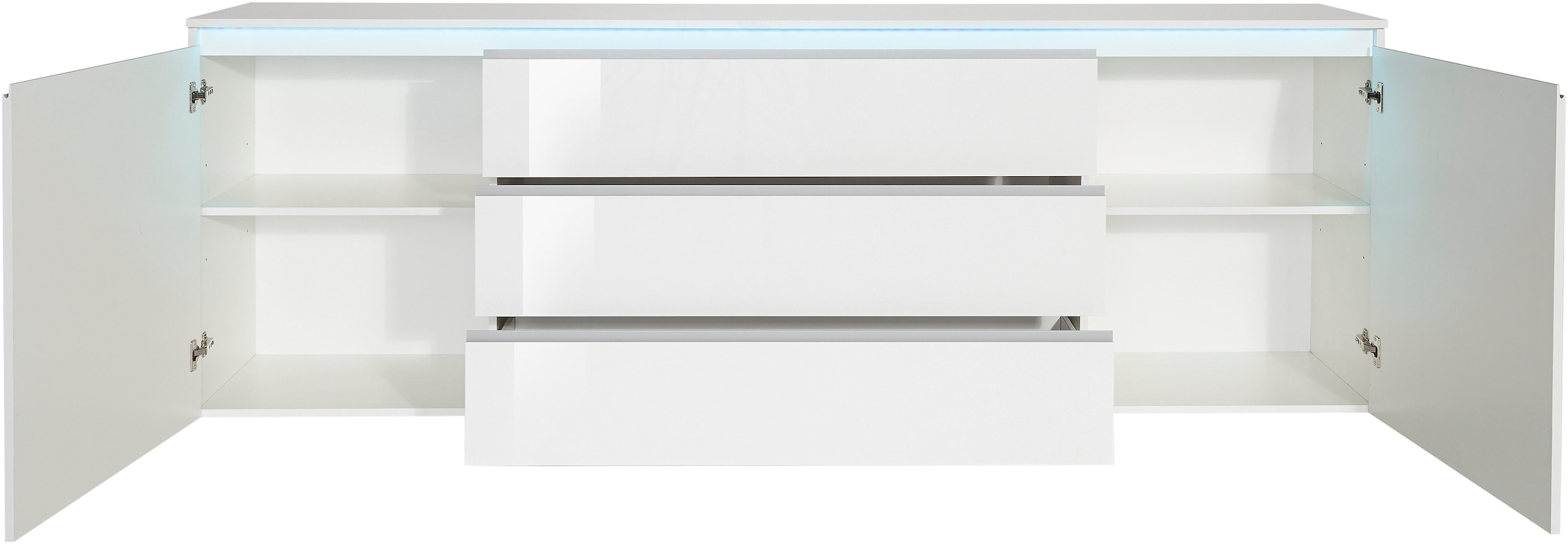 INOSIGN Sideboard »Magic, Kommode, Schrank, Kredenz« mit 2 Türen und 3 Schubkästen Hochglanz lackiert (B/T/H) 240x40x80 cm