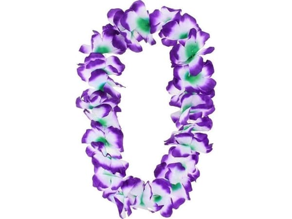 Hawaiian halskjede lilla og hvit