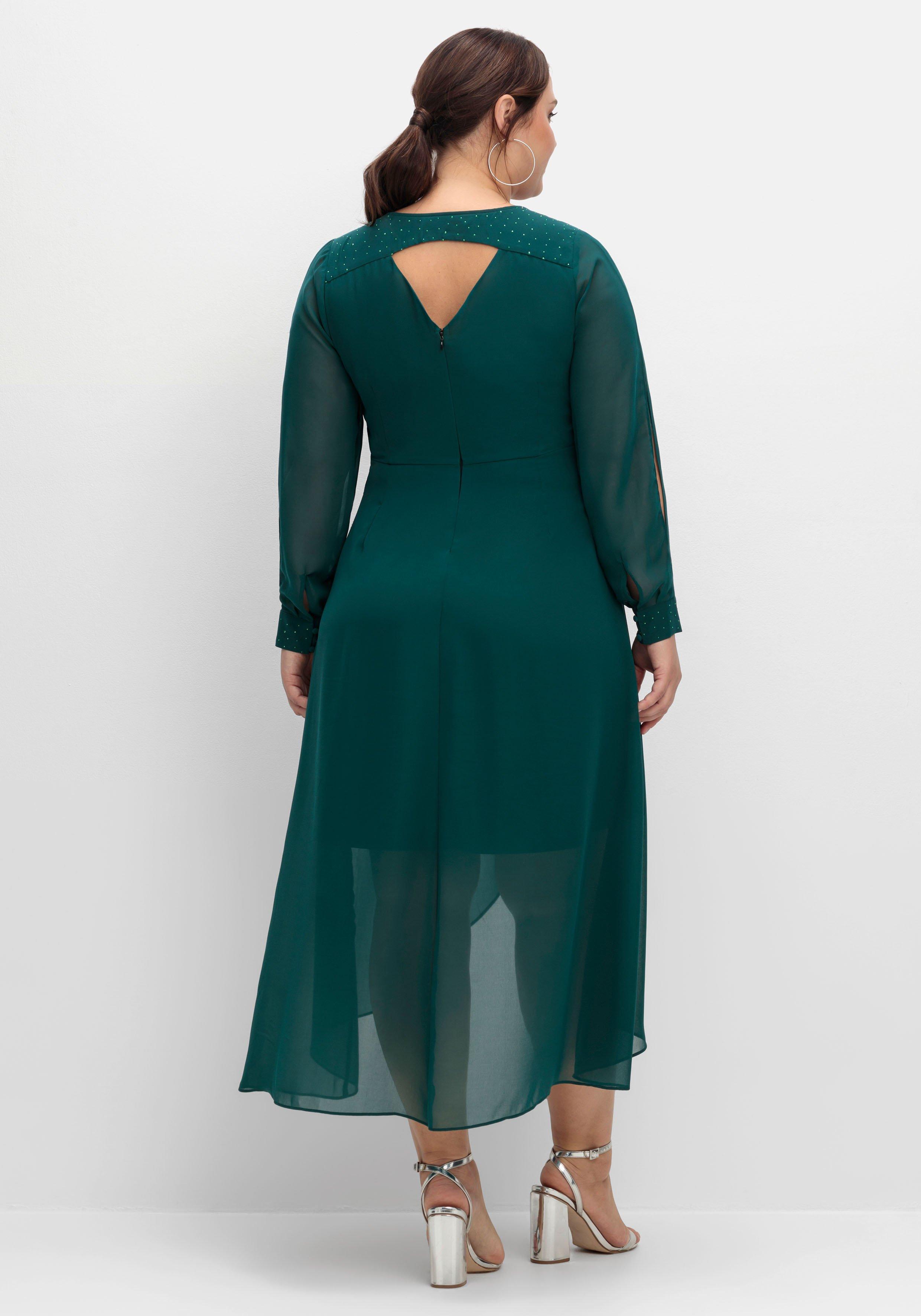 Chiffonkleid mit Cut-outs und Schmucksteinen