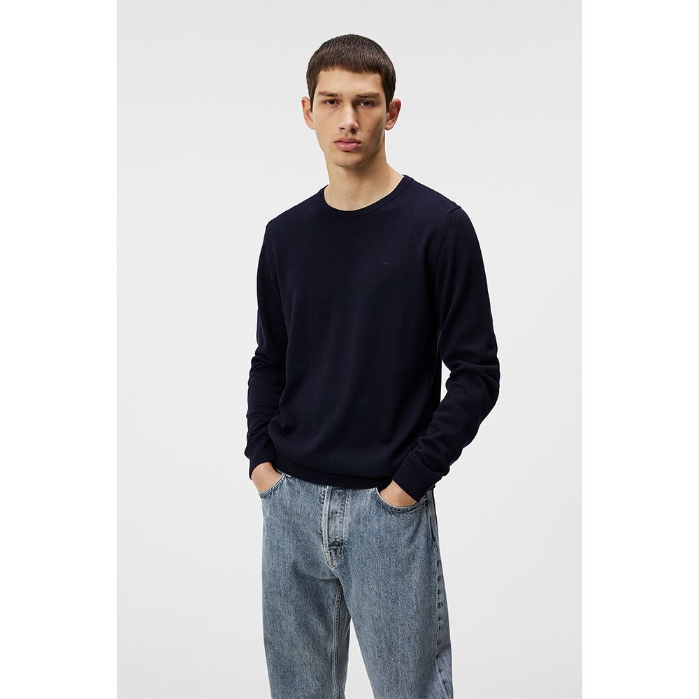 Lyle Merino Crew Neck Genser Herre Navy