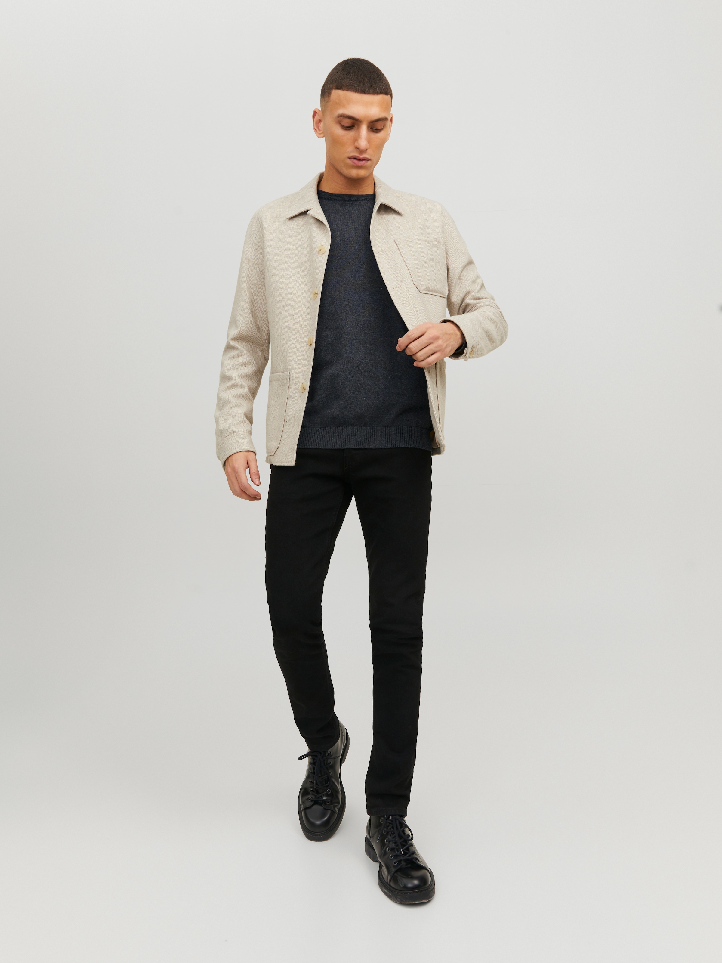 Jack & Jones Rundhalspullover »JJEBASIC mit Rundhals, ideal für Job und Freizeit«, unifarben, modisch, slim fit, Baumwolle, Rundhals