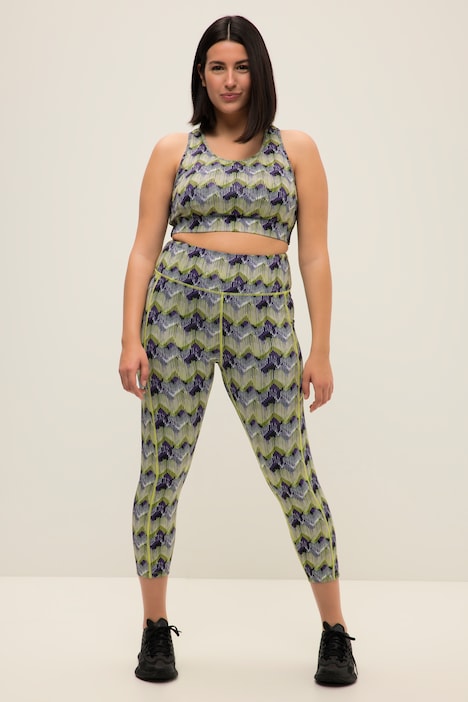 Sport-Tights, High Waist, Allover Print, knöchellang, seitliche Tasche
