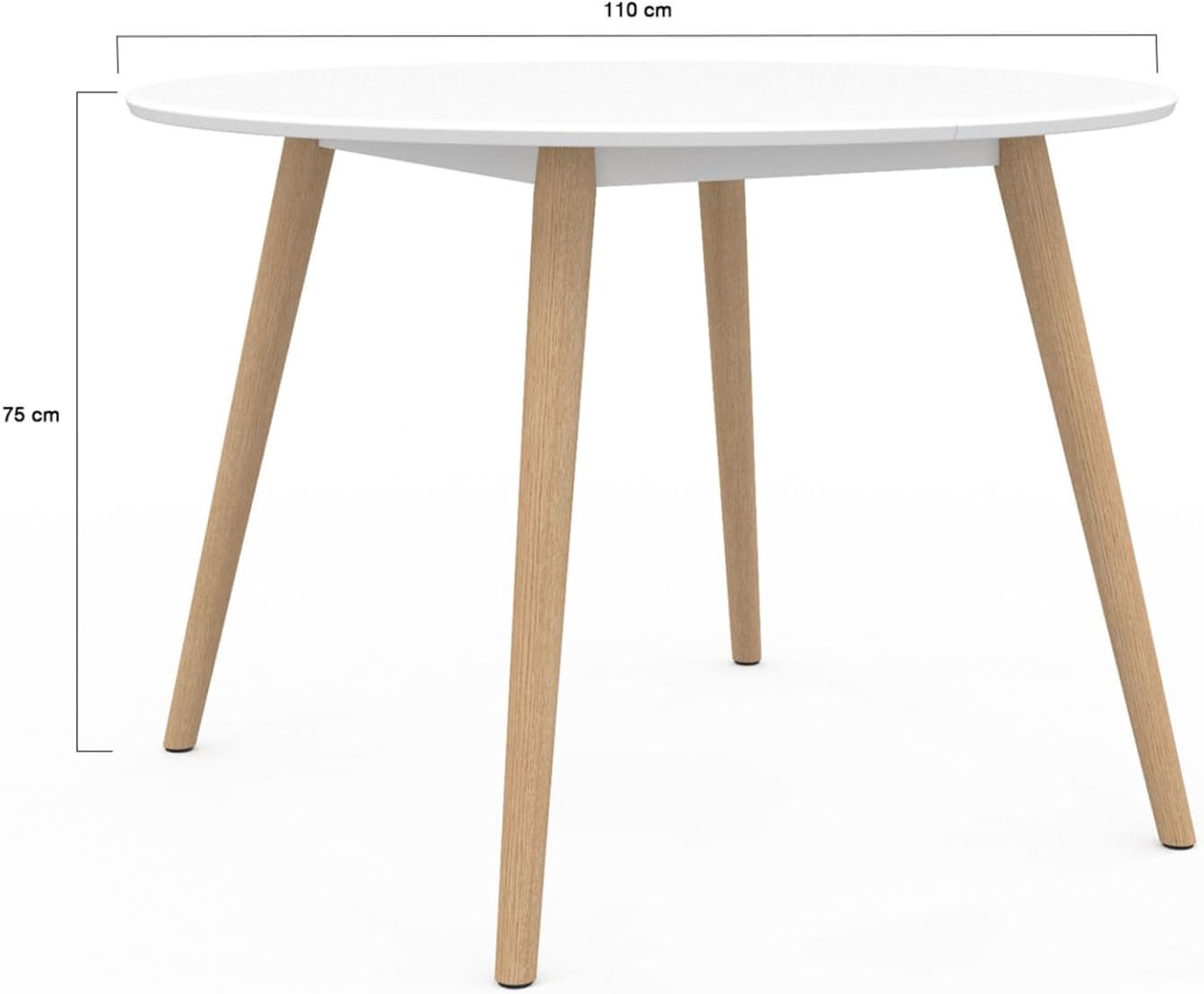 IDMarket - Table à Manger Ronde Angela 4-6 personnes Blanc Pieds Bois 110 cm
