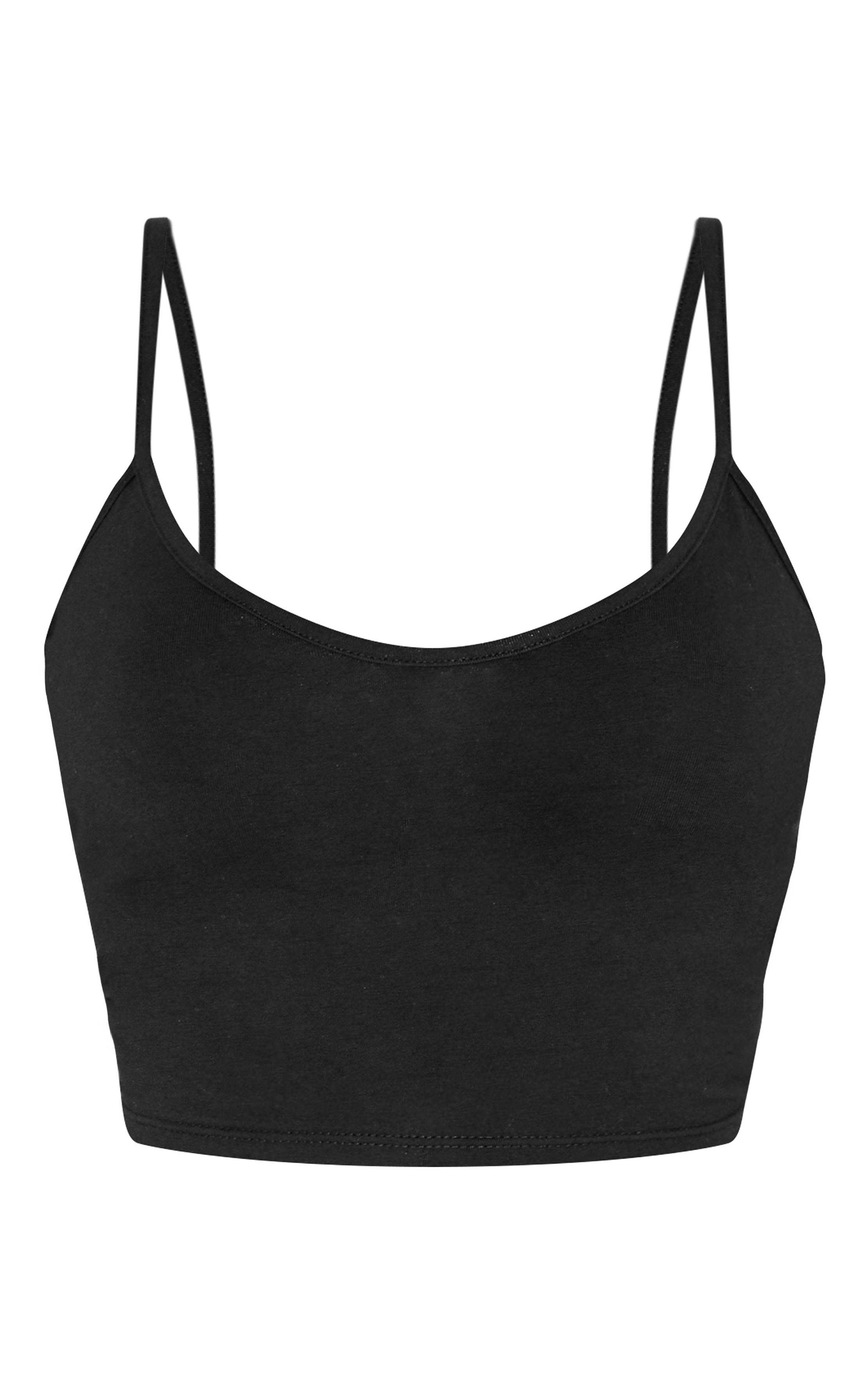 Noir Crop Top Shape En Coton À Bretelles