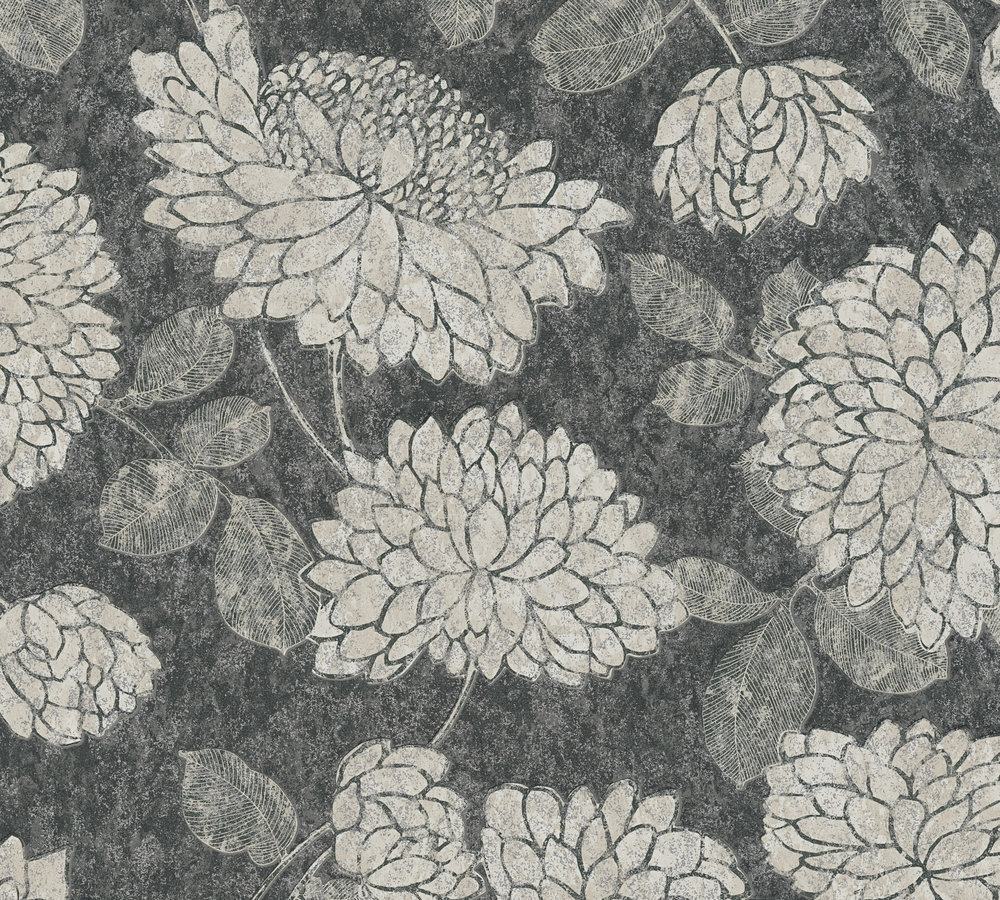 A.S. Creation Vliestapete - schwarz-weiß - floral - 10 Meter