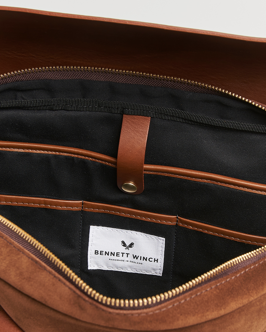 Bennett Winch Suede Briefcase Brown