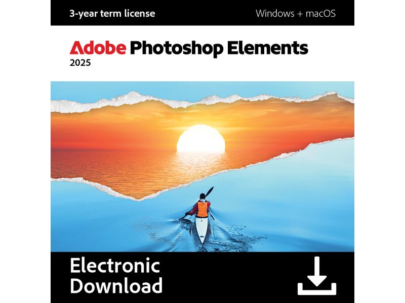Adobe Photoshop Elements 2025 ESD, 3 Jahre, WIN & MAC, ML KI   einfache Bearbeitung = perfekte Fotos