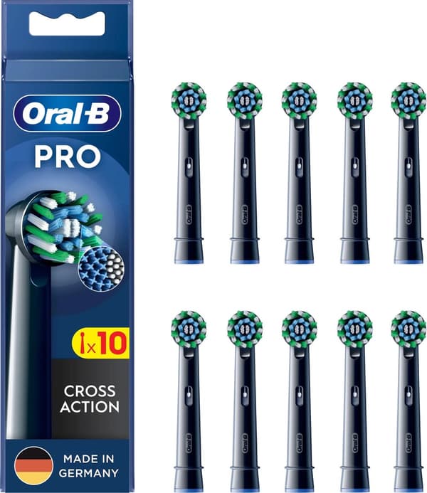 Oral-B Cross Action Tannbørstehoveder - Svart - 10-pakning