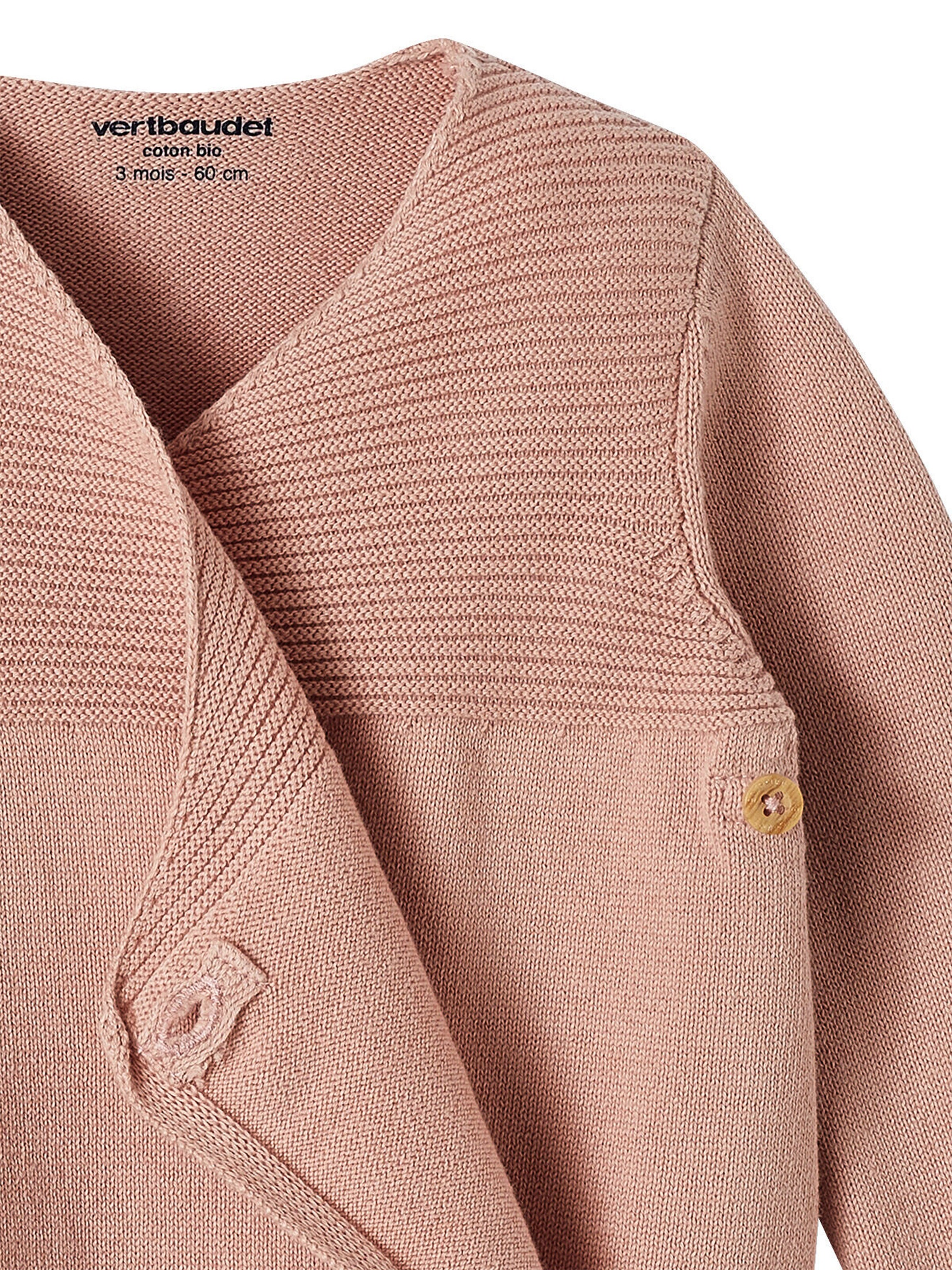 Vertbaudet Bio-Kollektion: Strickjacke für Neugeborene pudrig rosa