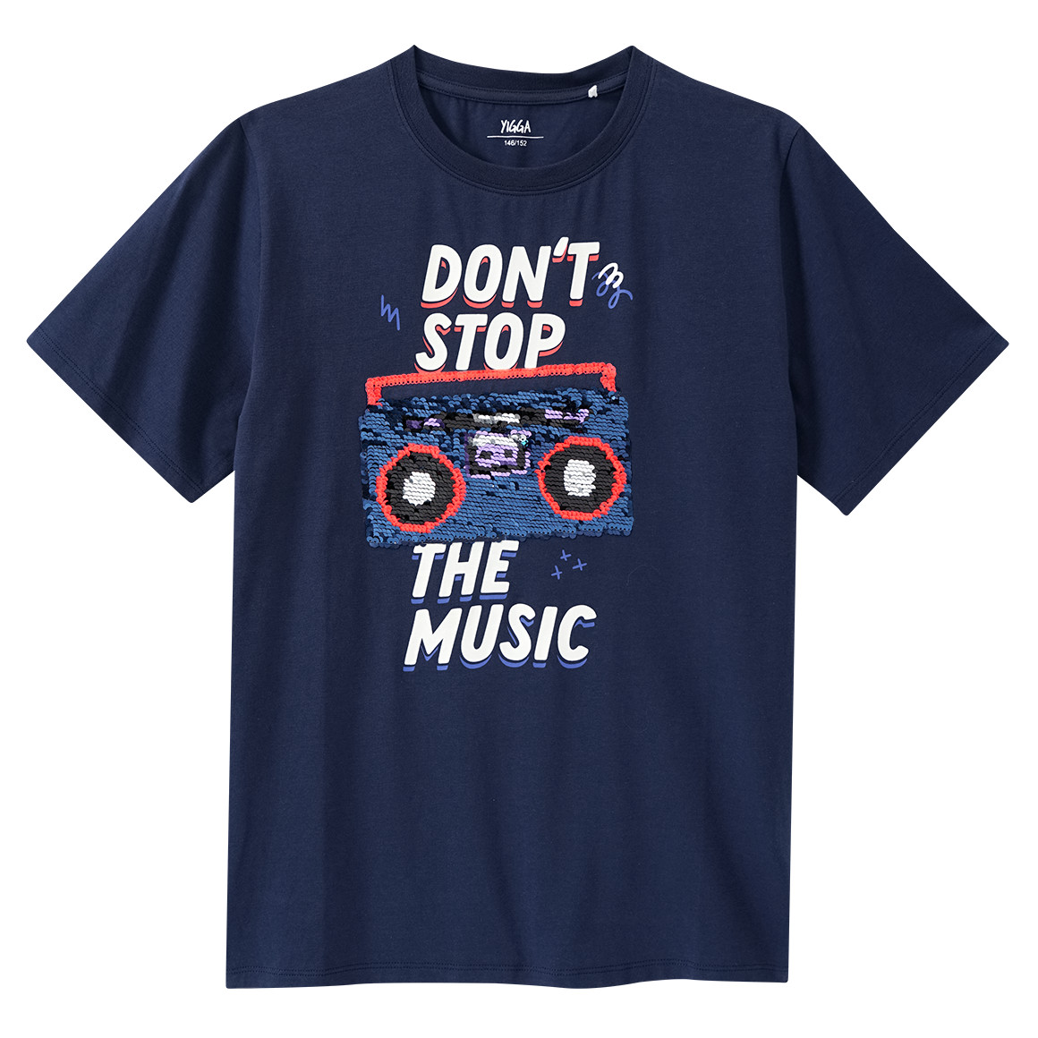 Yigga Jungen T-Shirt mit Wendepailletten dunkelblau