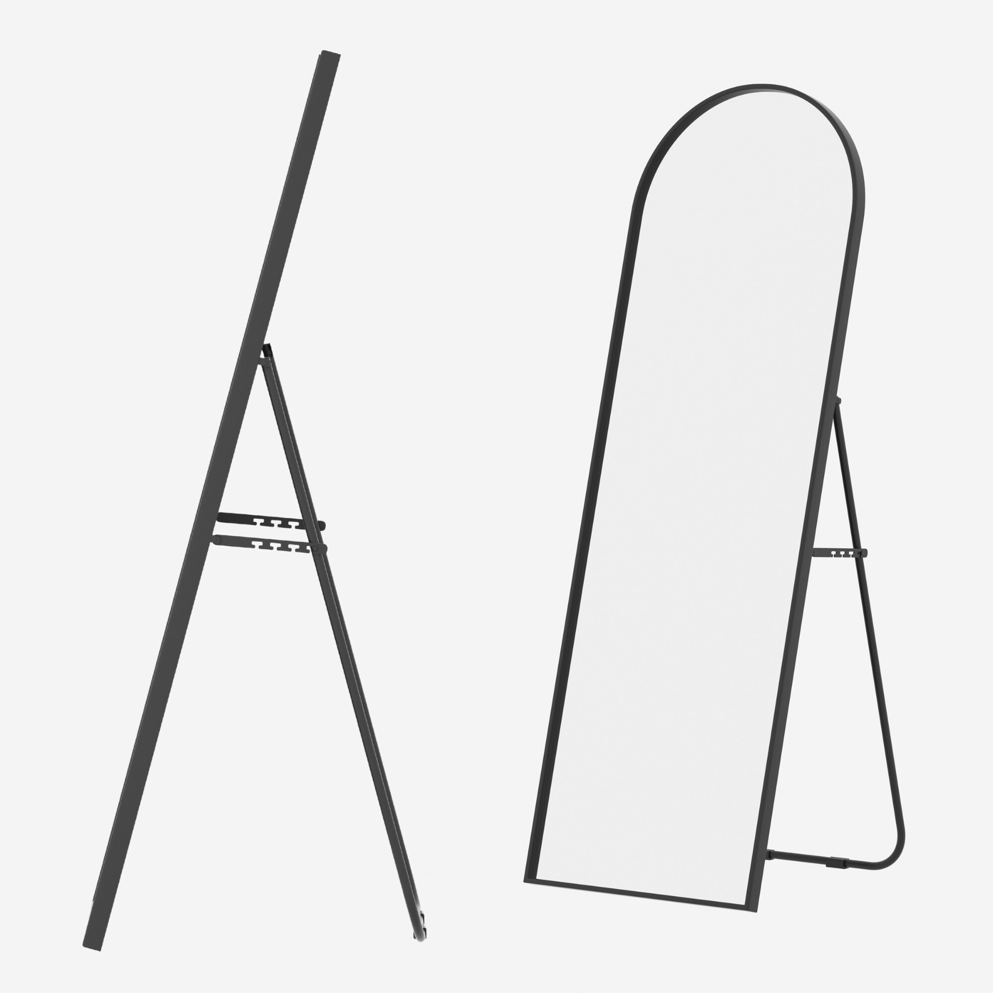 Albatros Ganzkörperspiegel – Bogen Spiegel mit schwarzem Rahmen - Standspiegel oder großer Wandspiegel im modernen Design, 150 x 50 cm groß – hochwertiges und nachhaltiges Glas