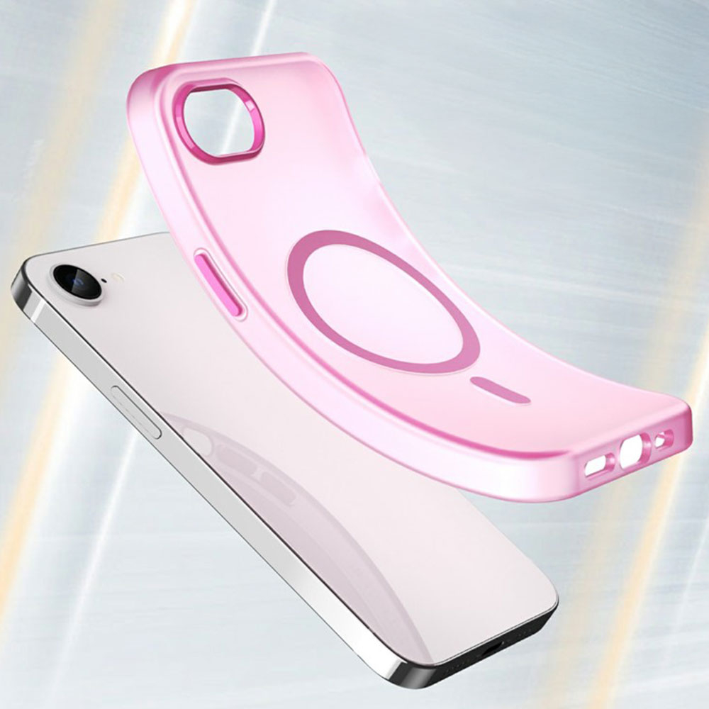 iPhone 16e MagSafe Hybrid Hülle TPU Bumper Slim Design Matt - Pink / Transparent